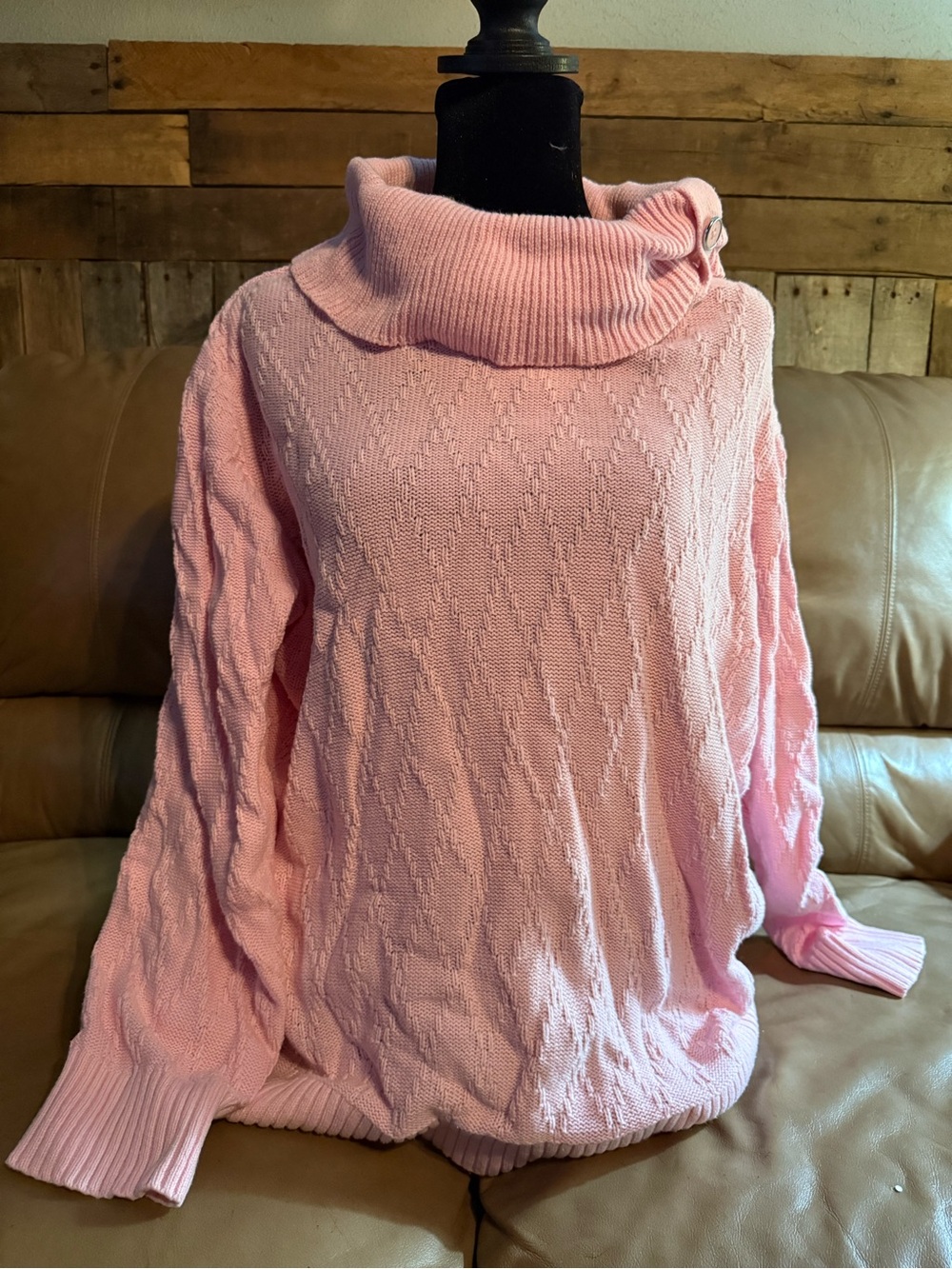 CJ Banks Women’s Pink Cowl Neck Sweater